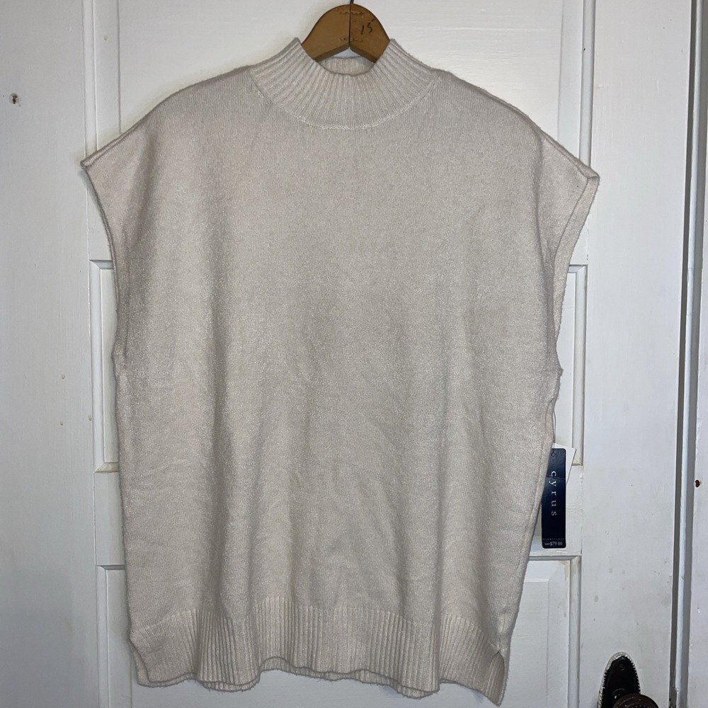 NWT Sleeveless Cream Sweater | Cyrus Medium | Luxe Soft Rayon Blend MSRP $79